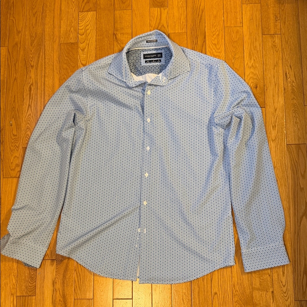 Denim & Flower White and Blue Geometric Shirt
